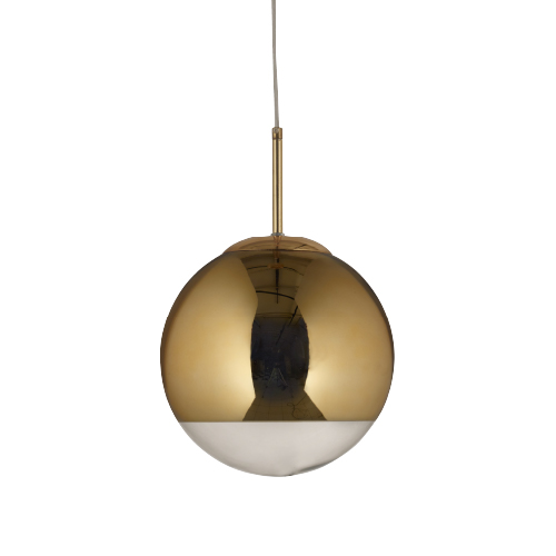 Colgante de vidrio 1 luz E27 dorado de 25cm de diámetro